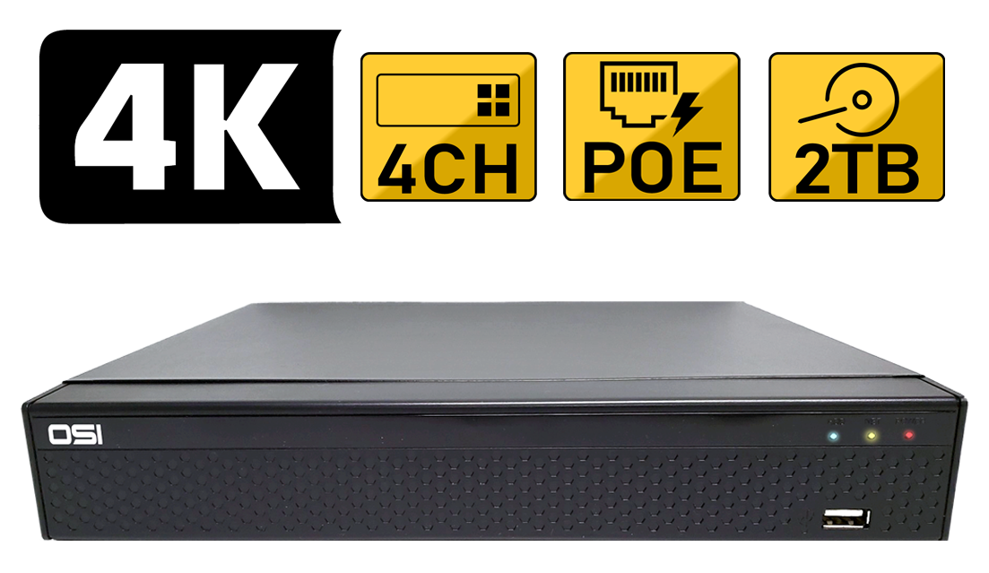 4K HD 4-Channel Security NVR with OSI GO Mobile Connectivity, PoE Switch and 2TB Hard Drive Questions & Answers