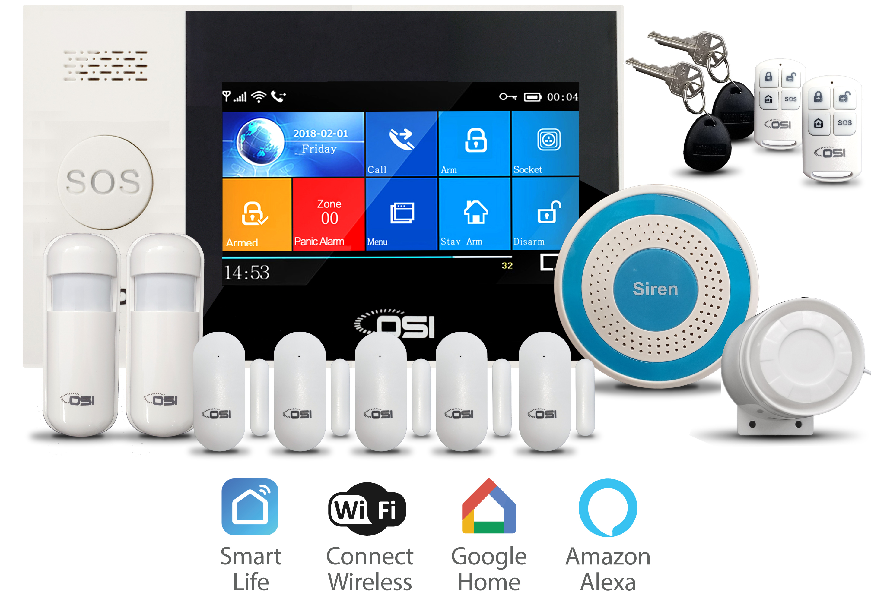 DIY Smart Wi-Fi Alarm System - 14-Piece (No monthly fees) Questions & Answers