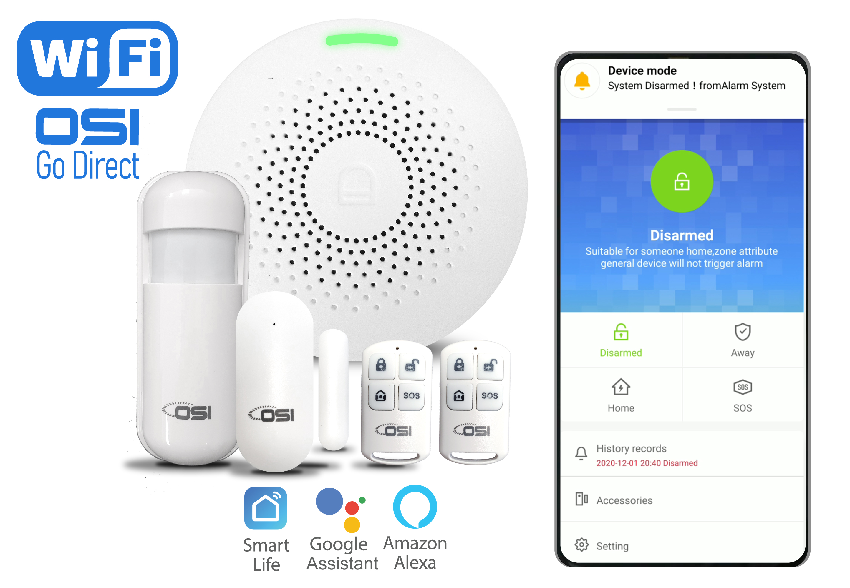 OSI DIY Smart Wi-Fi Mini Alarm System - 5-Piece (No monthly fees) Questions & Answers